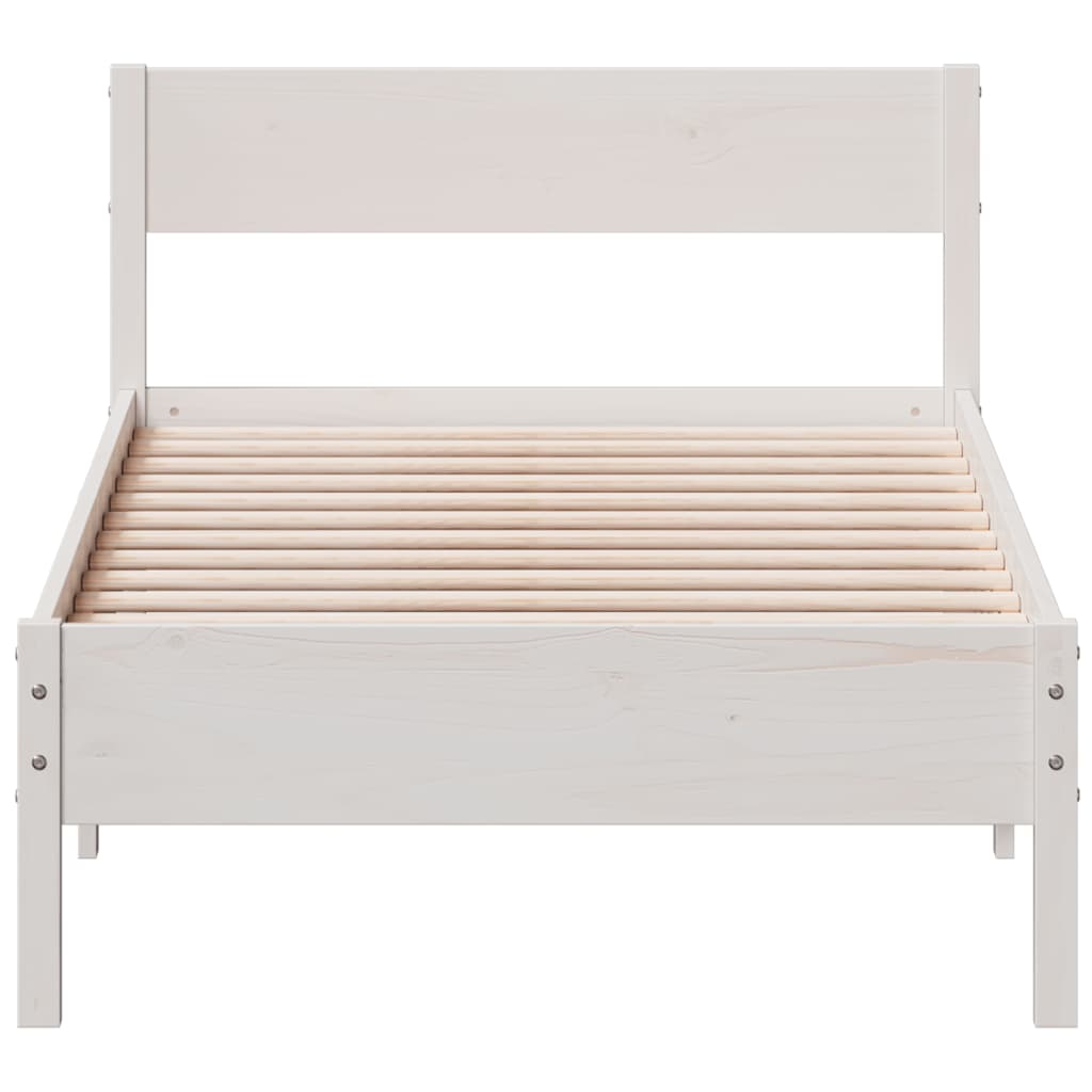 Bed Frame without Mattress White 90x200 cm Solid Wood Pine