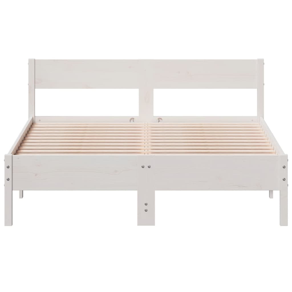 Bed Frame without Mattress White 140x190 cm Solid Wood Pine