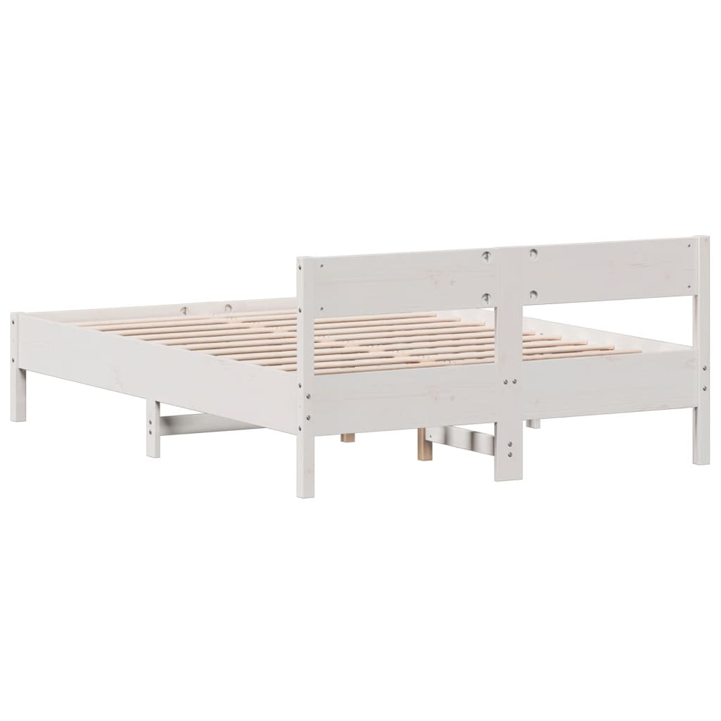Bed Frame without Mattress White 140x190 cm Solid Wood Pine