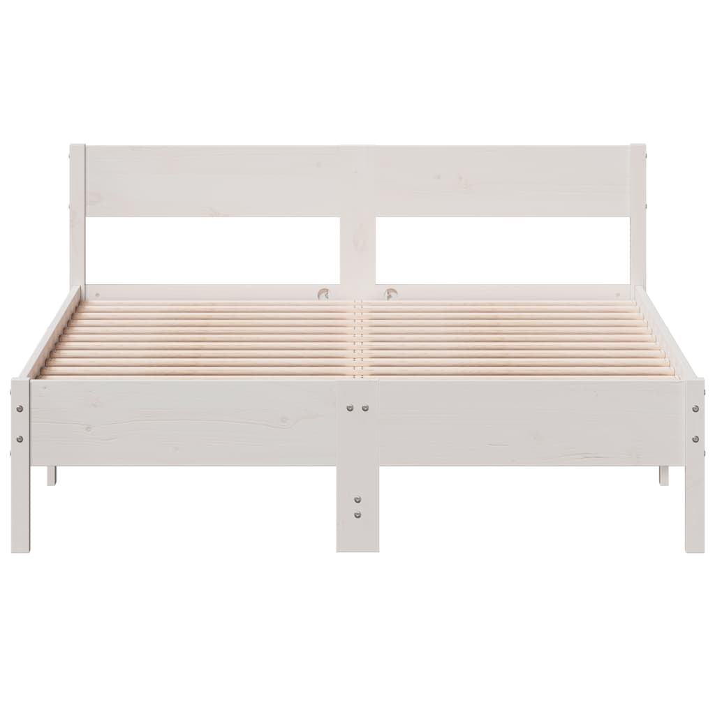 Bed Frame without Mattress White 135x190 cm Double Solid Wood Pine