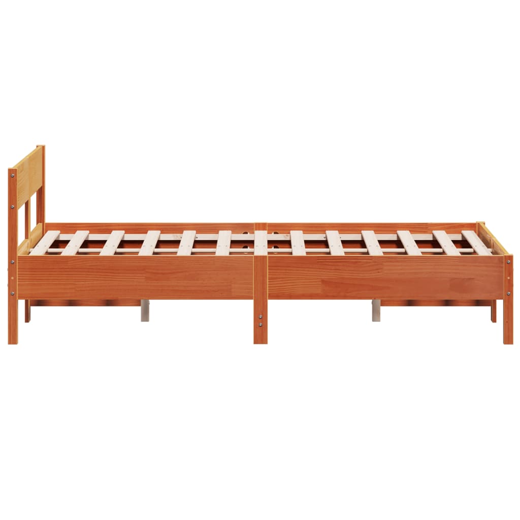 Bed Frame without Mattress Wax Brown 135x190 cm Double Solid Wood Pine