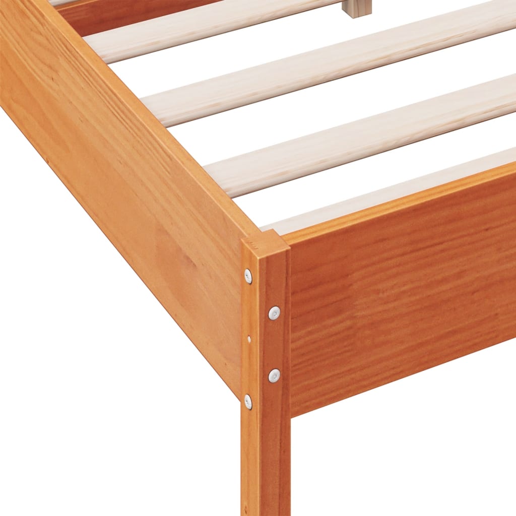 Bed Frame without Mattress Wax Brown 135x190 cm Double Solid Wood Pine