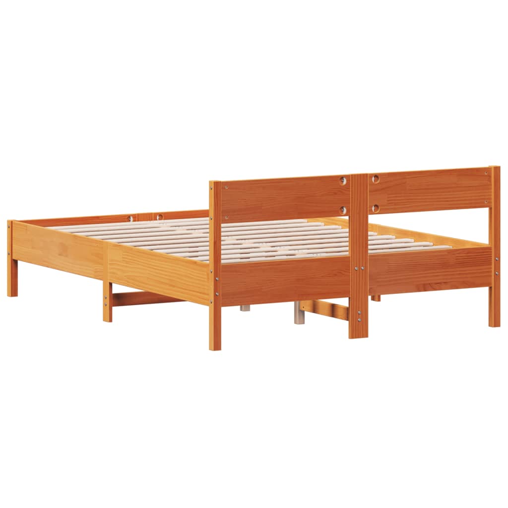 Bed Frame without Mattress Wax Brown 120x190 cm Small Double Solid Wood Pine