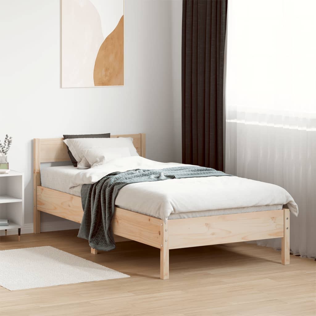 Bed Frame without Mattress 75x190 cm Small Single Solid Wood Pine