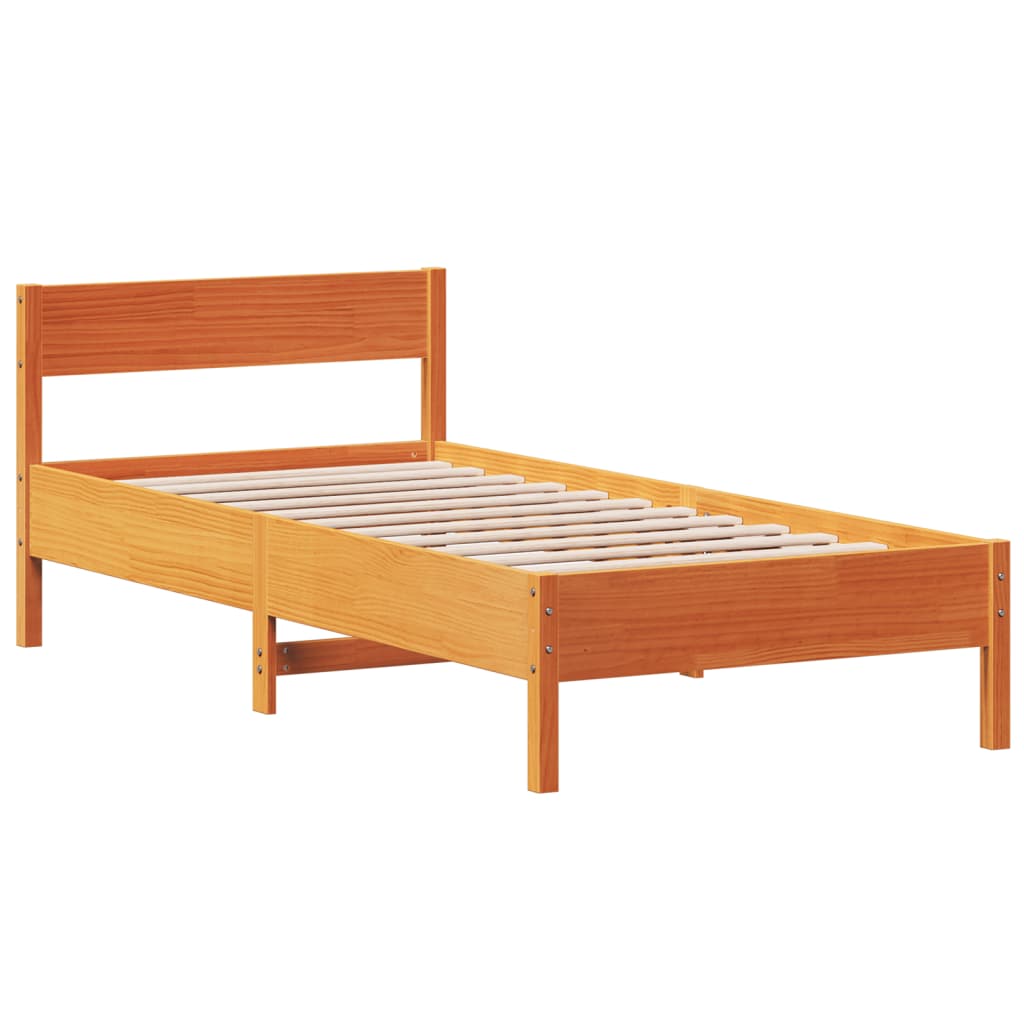 Bed Frame without Mattress Wax Brown 75x190 cm Small Single Solid Wood Pine