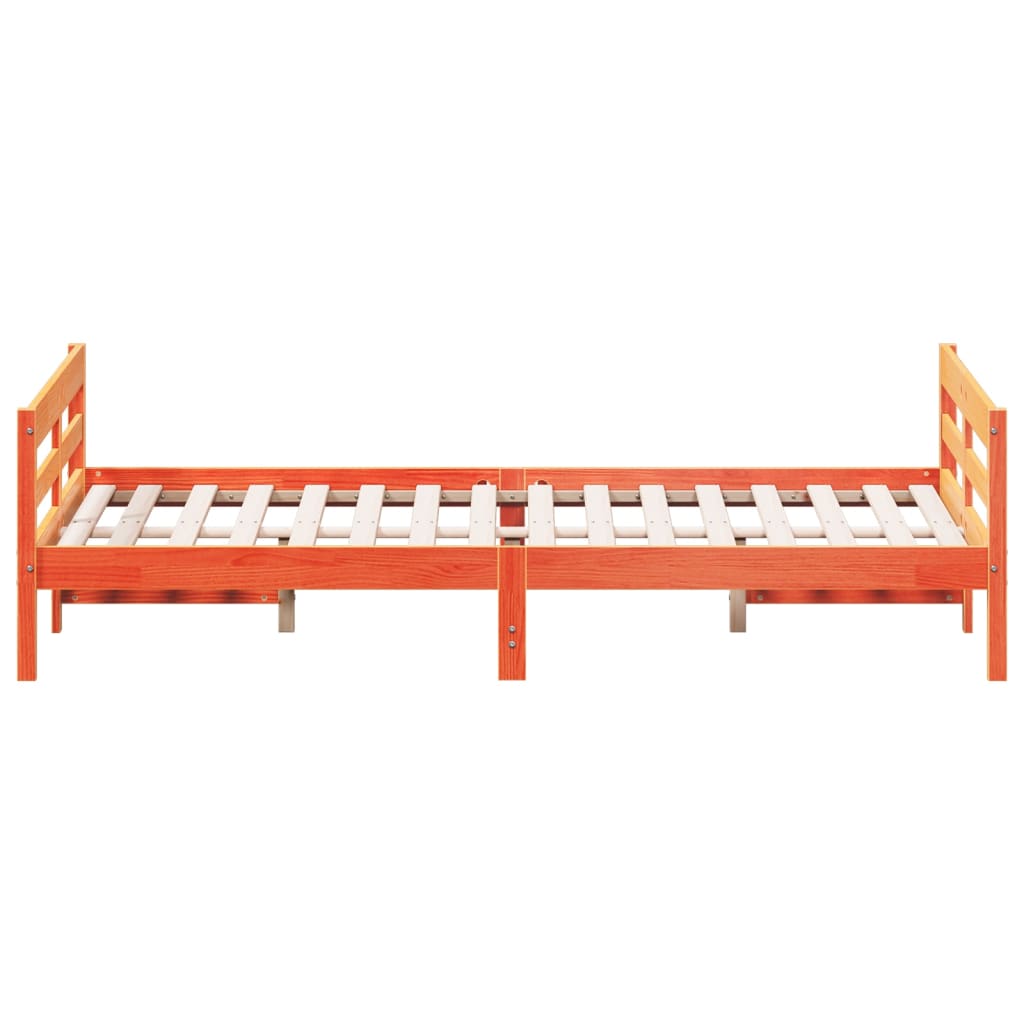 Bed Frame without Mattress Wax Brown 140x200 cm Solid Wood Pine