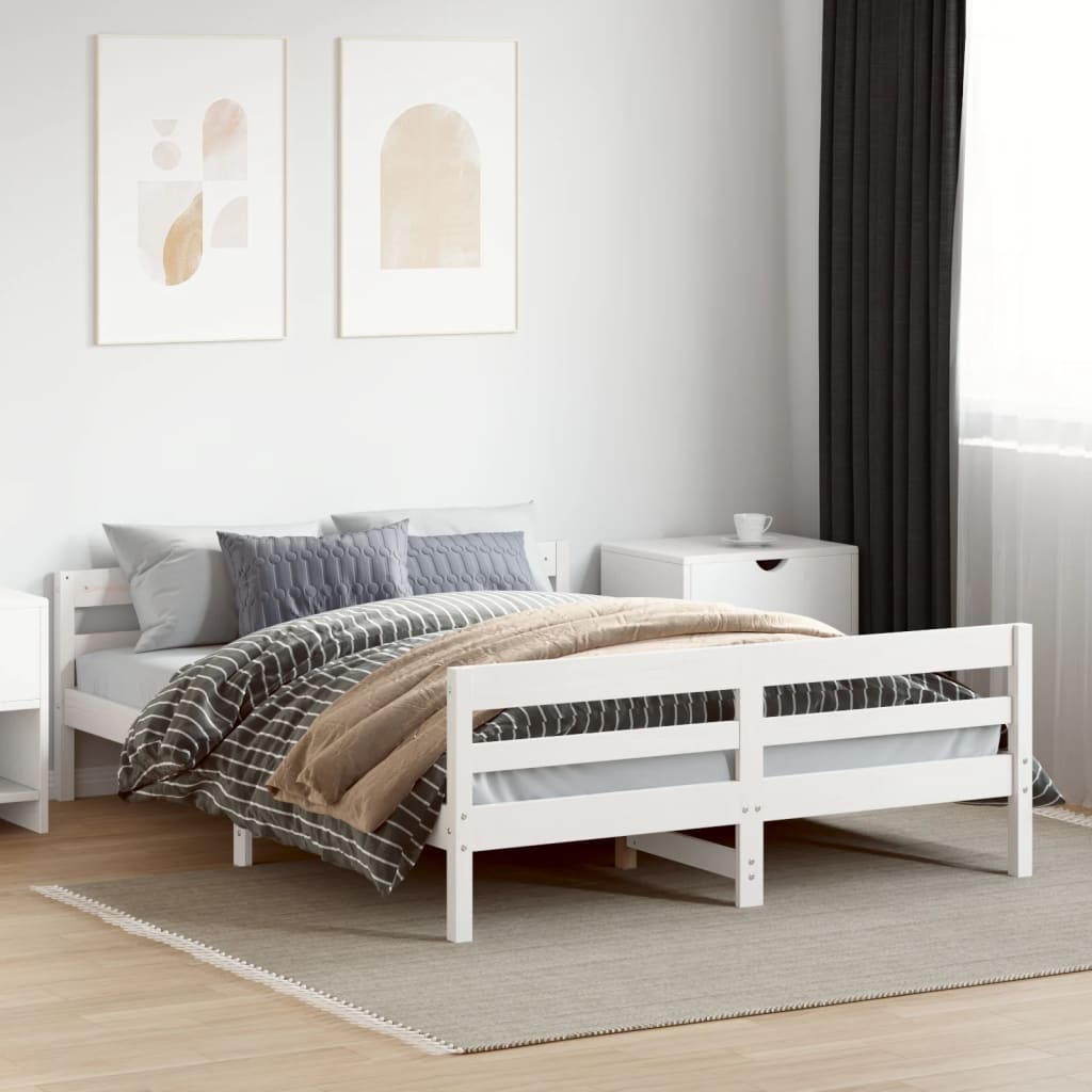 Bed Frame without Mattress White 120x200 cm Solid Wood Pine