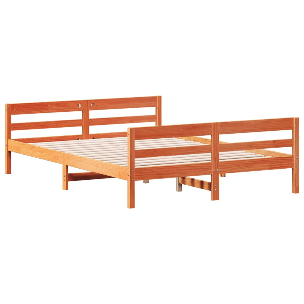 Bed Frame without Mattress Wax Brown 120x200 cm Solid Wood Pine