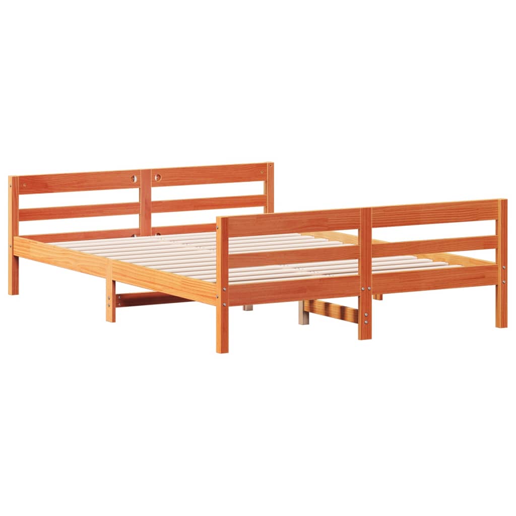 Bed Frame without Mattress Wax Brown 120x200 cm Solid Wood Pine