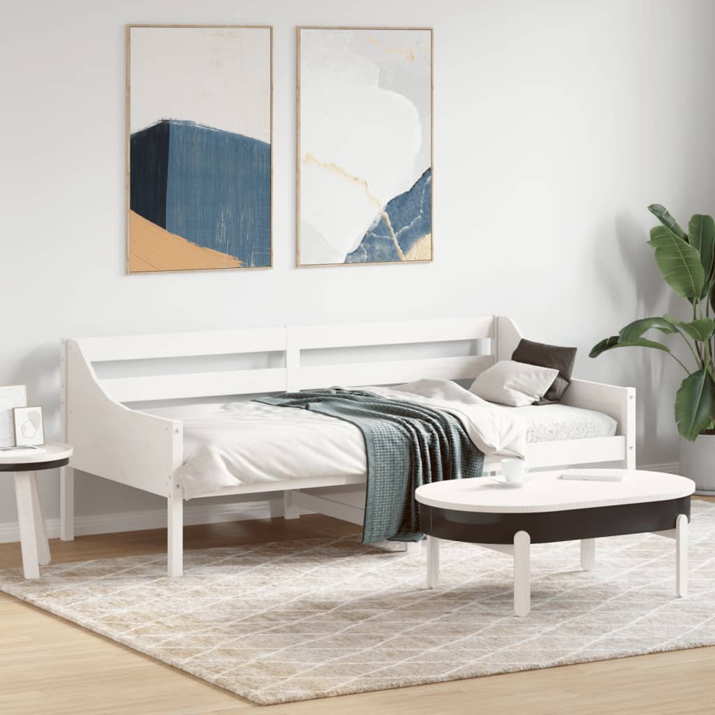 Day Bed without Mattress White 90x190 cm Single Solid Wood Pine