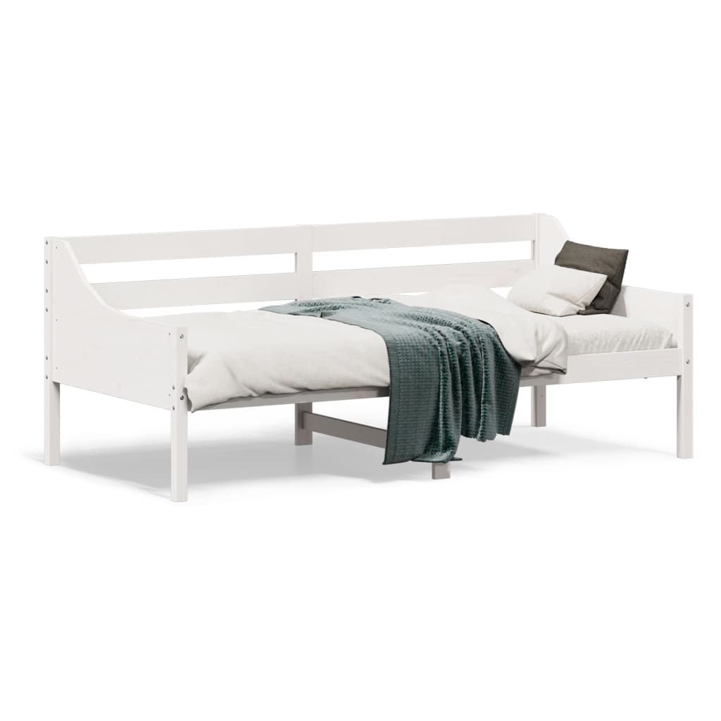 Day Bed without Mattress White 75x190 cm Small Single Solid Wood Pine
