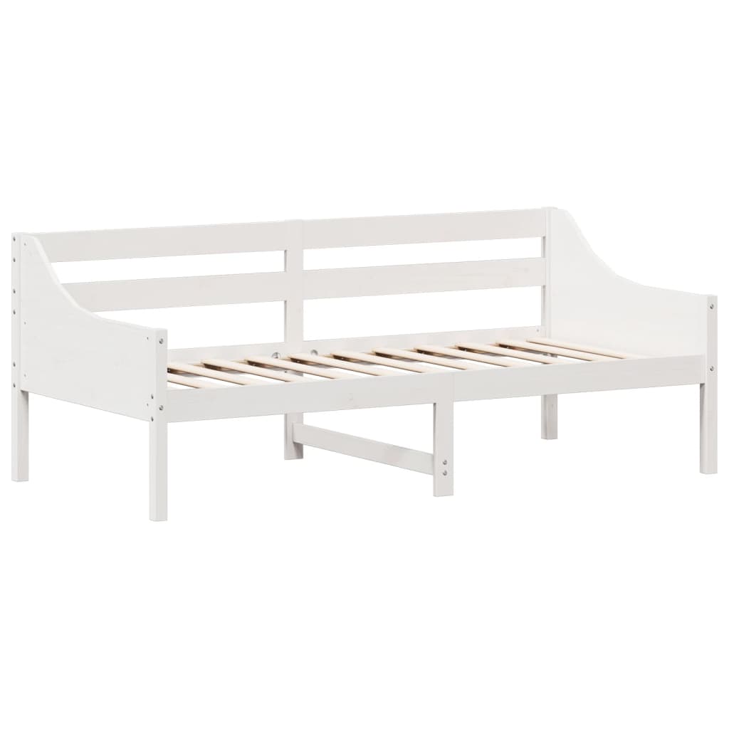 Day Bed without Mattress White 75x190 cm Small Single Solid Wood Pine