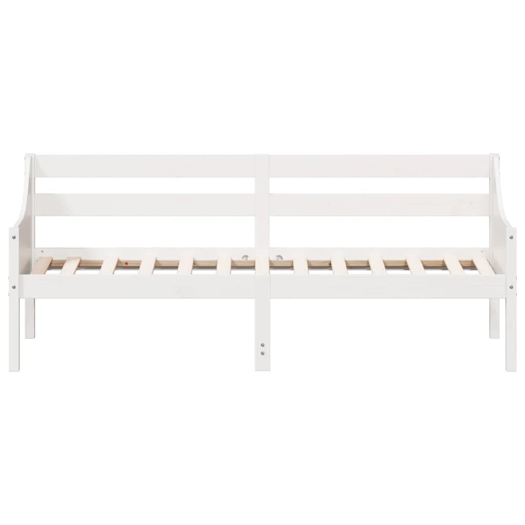 Day Bed without Mattress White 75x190 cm Small Single Solid Wood Pine