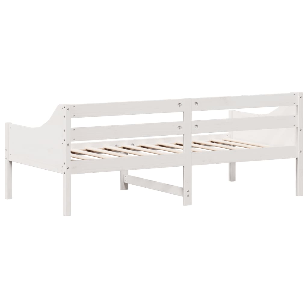 Day Bed without Mattress White 75x190 cm Small Single Solid Wood Pine