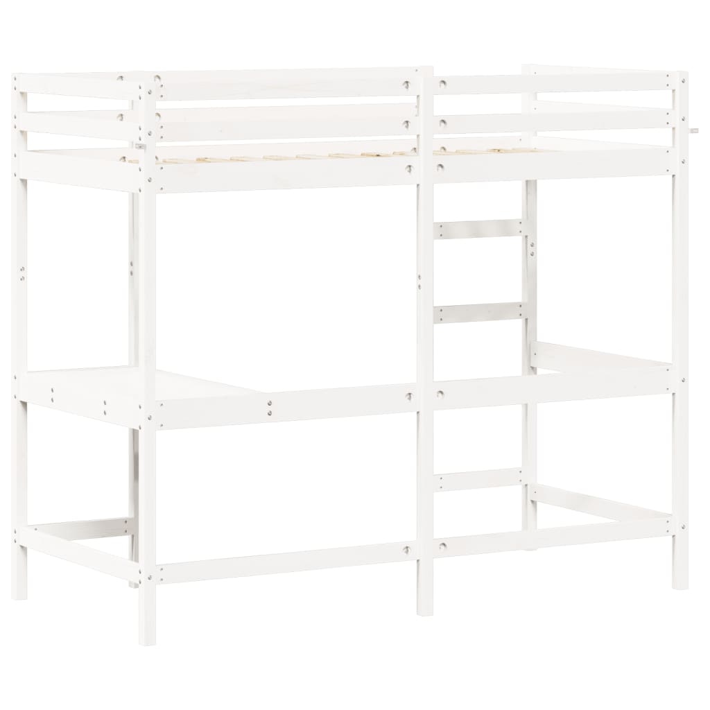Loft Bed without Mattress White 100x200 cm Solid Wood Pine