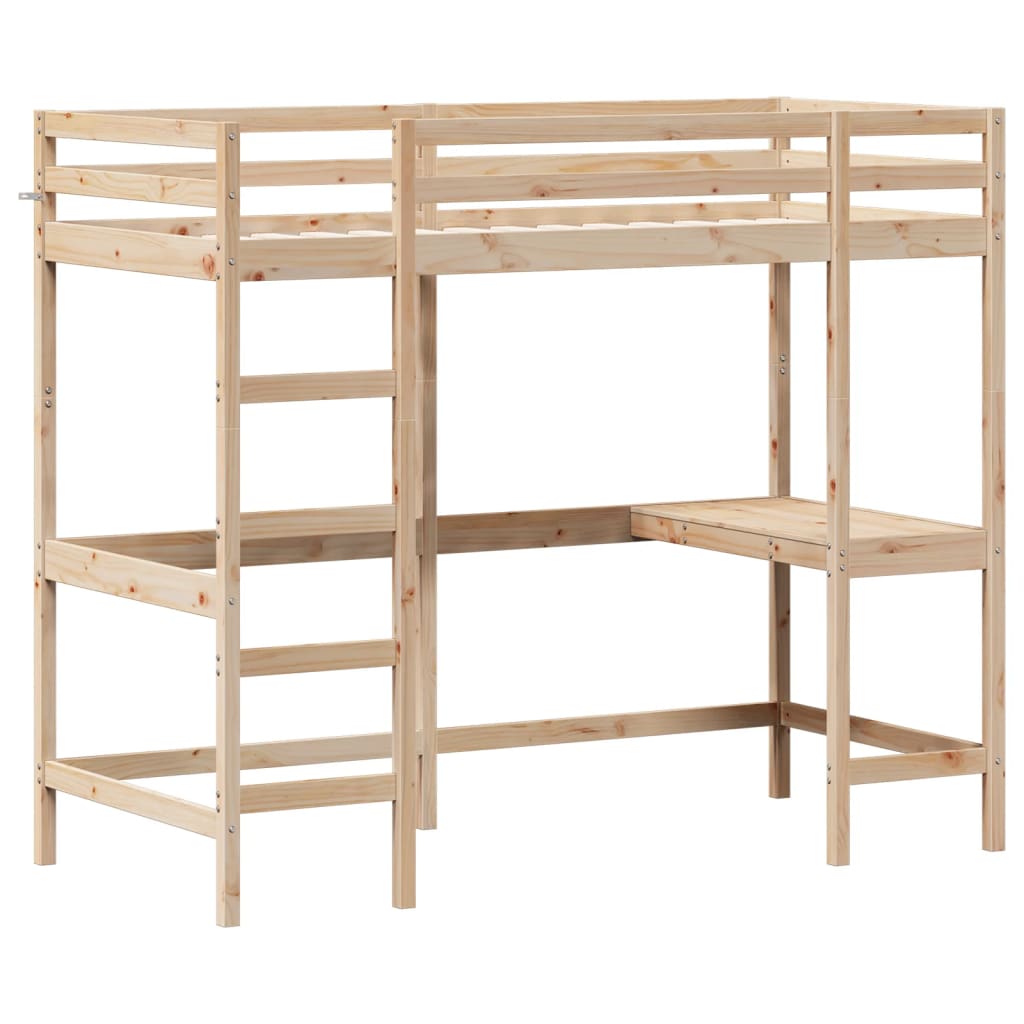 Loft Bed without Mattress 90x200 cm Solid Wood Pine