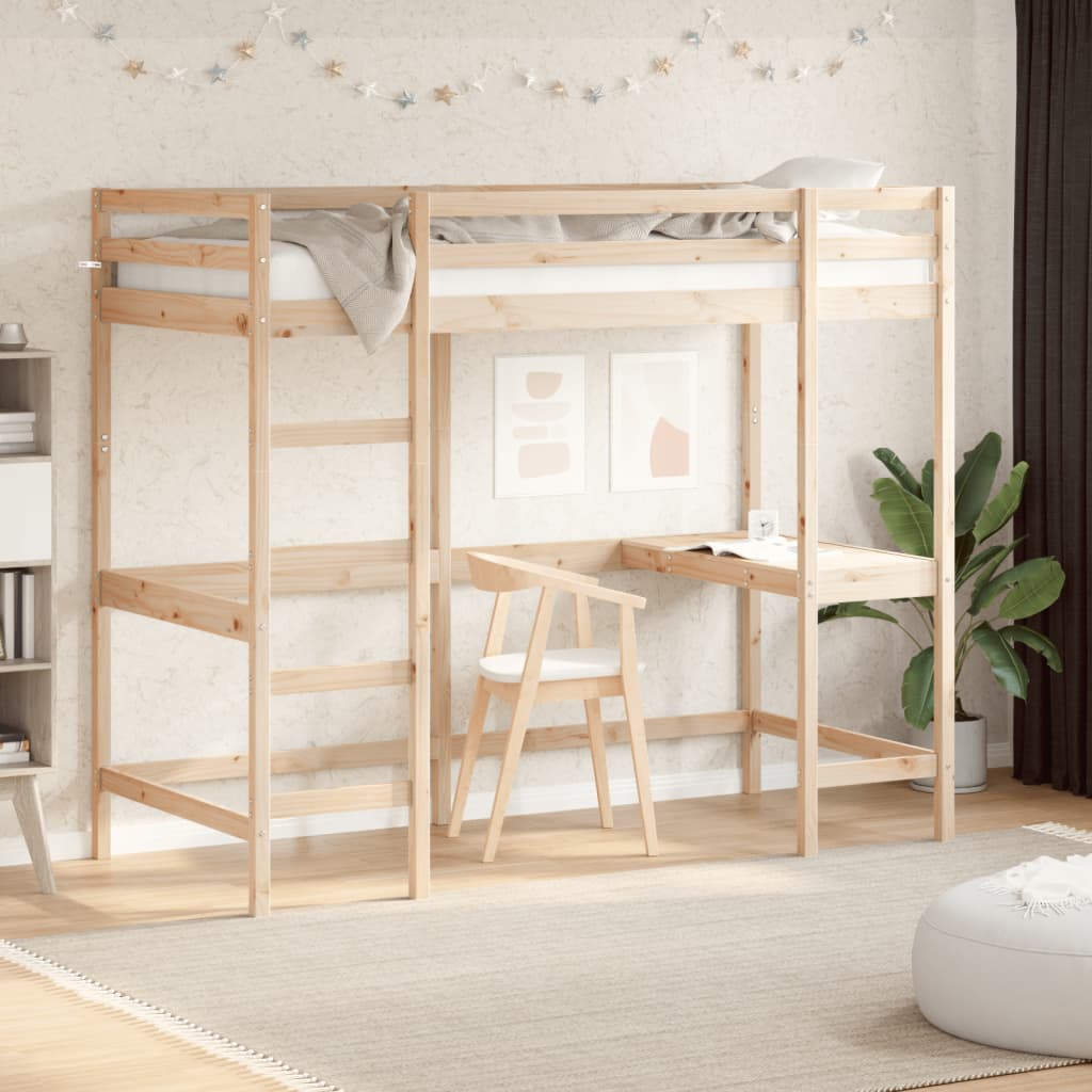 Loft Bed without Mattress 90x200 cm Solid Wood Pine