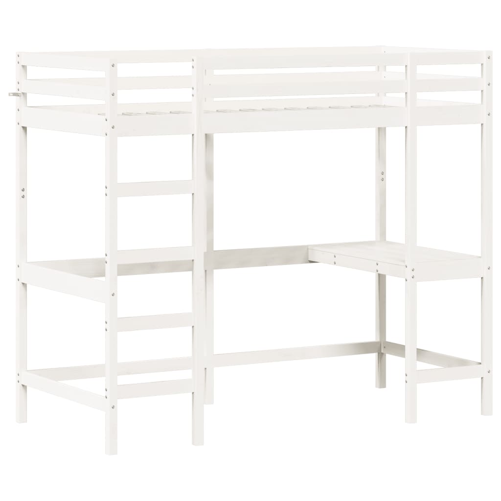 Loft Bed without Mattress White 90x200 cm Solid Wood Pine