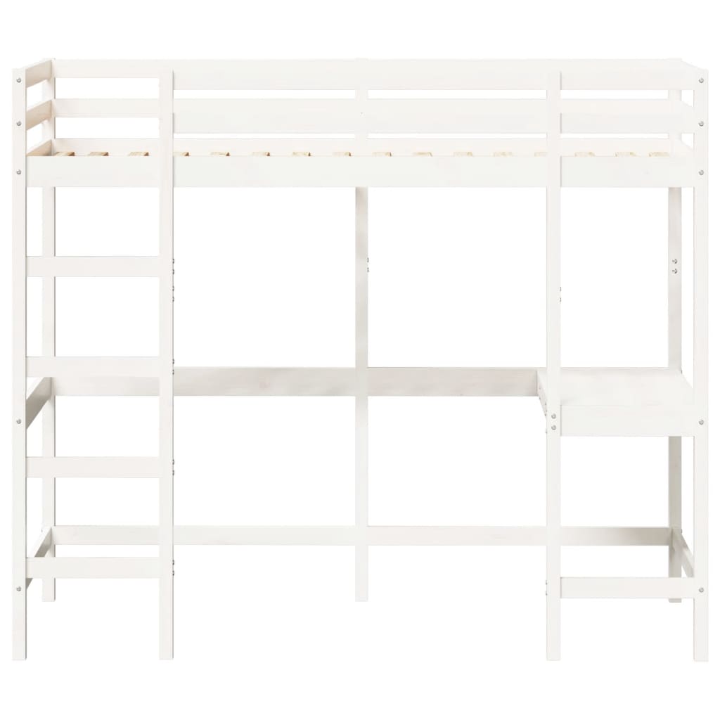 Loft Bed without Mattress White 90x200 cm Solid Wood Pine