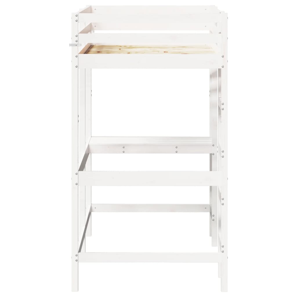 Loft Bed without Mattress White 90x200 cm Solid Wood Pine