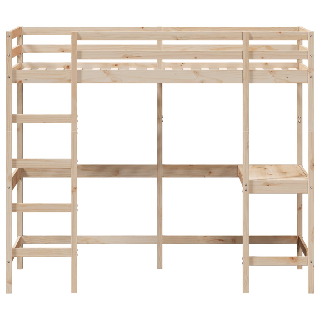 Loft Bed without Mattress 90x190 cm Single Solid Wood Pine