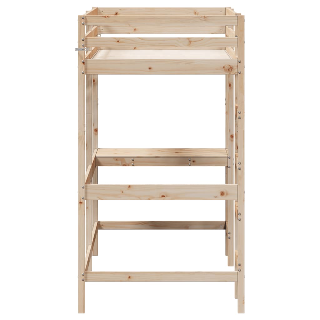 Loft Bed without Mattress 90x190 cm Single Solid Wood Pine