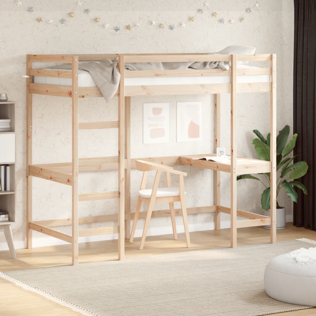 Loft Bed without Mattress 90x190 cm Single Solid Wood Pine