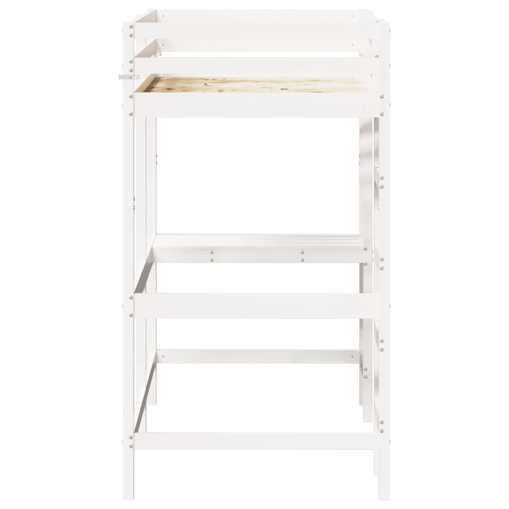 Loft Bed without Mattress White 90x190 cm Single Solid Wood Pine