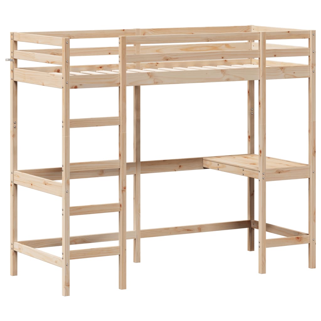 Loft Bed without Mattress 75x190 cm Small Single Solid Wood Pine