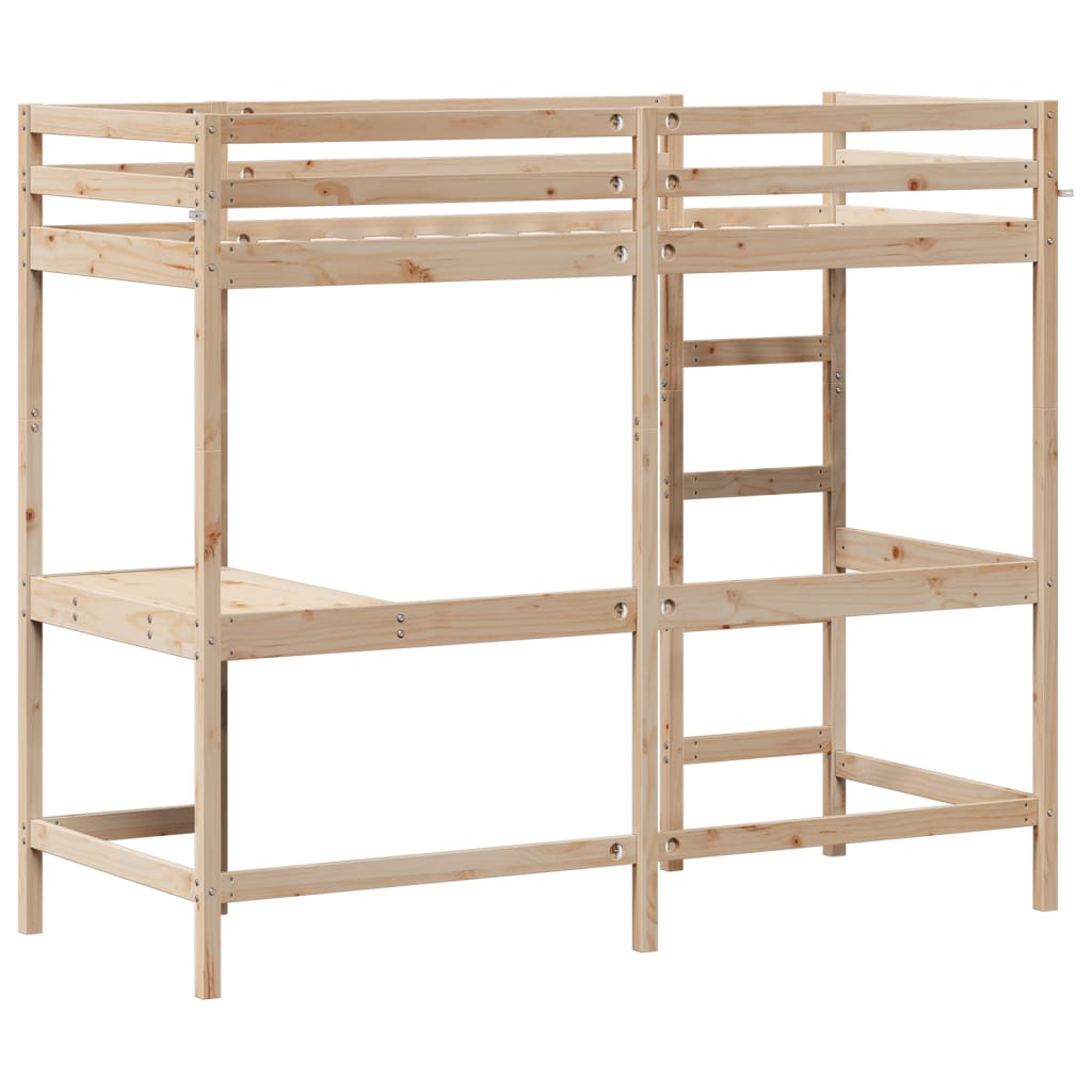 Loft Bed without Mattress 75x190 cm Small Single Solid Wood Pine