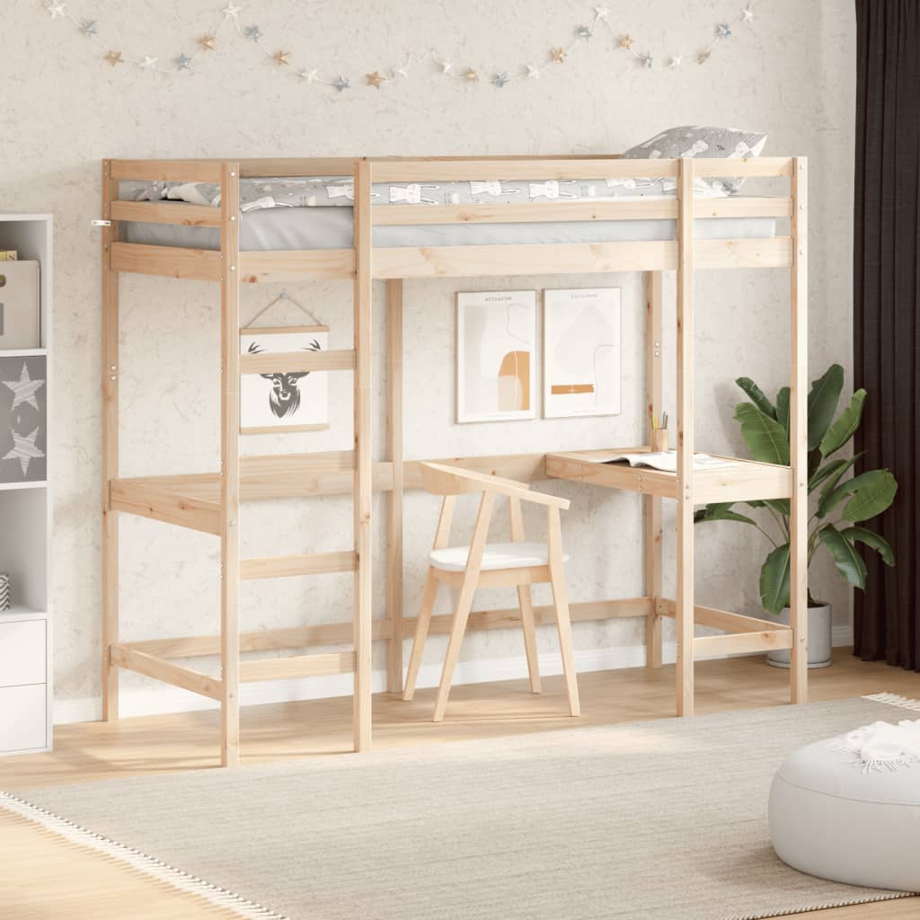 Loft Bed without Mattress 75x190 cm Small Single Solid Wood Pine