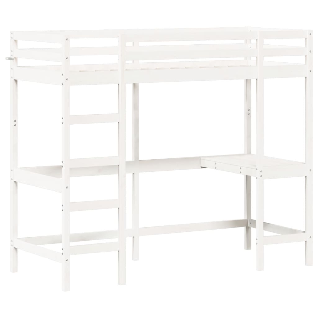 Loft Bed without Mattress White 75x190 cm Small Single Solid Wood Pine