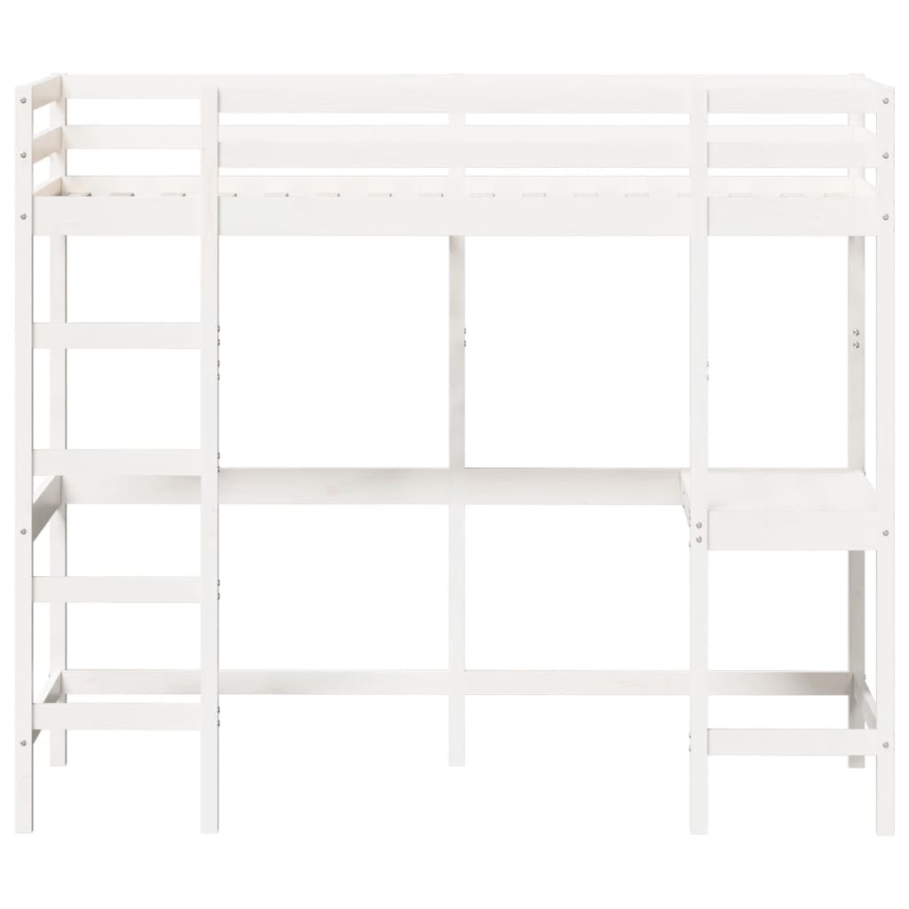 Loft Bed without Mattress White 75x190 cm Small Single Solid Wood Pine