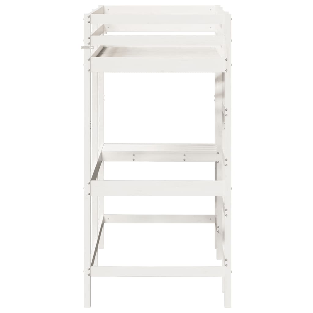 Loft Bed without Mattress White 75x190 cm Small Single Solid Wood Pine
