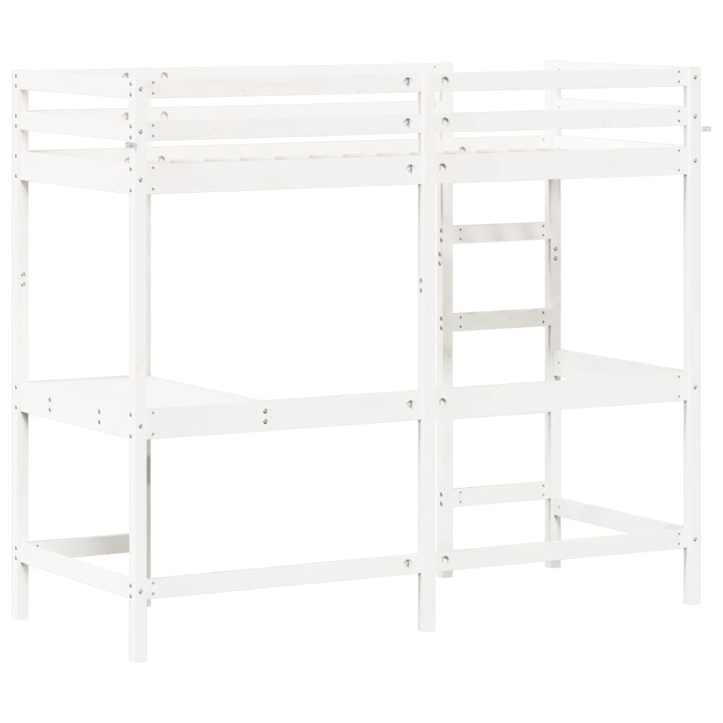 Loft Bed without Mattress White 75x190 cm Small Single Solid Wood Pine
