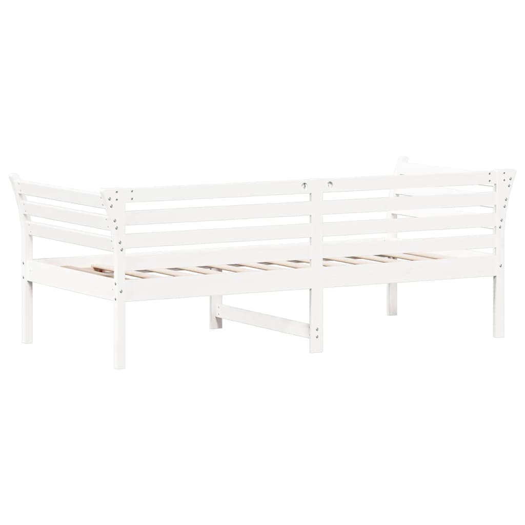 Day Bed without Mattress White 75x190 cm Small Single Solid Wood Pine