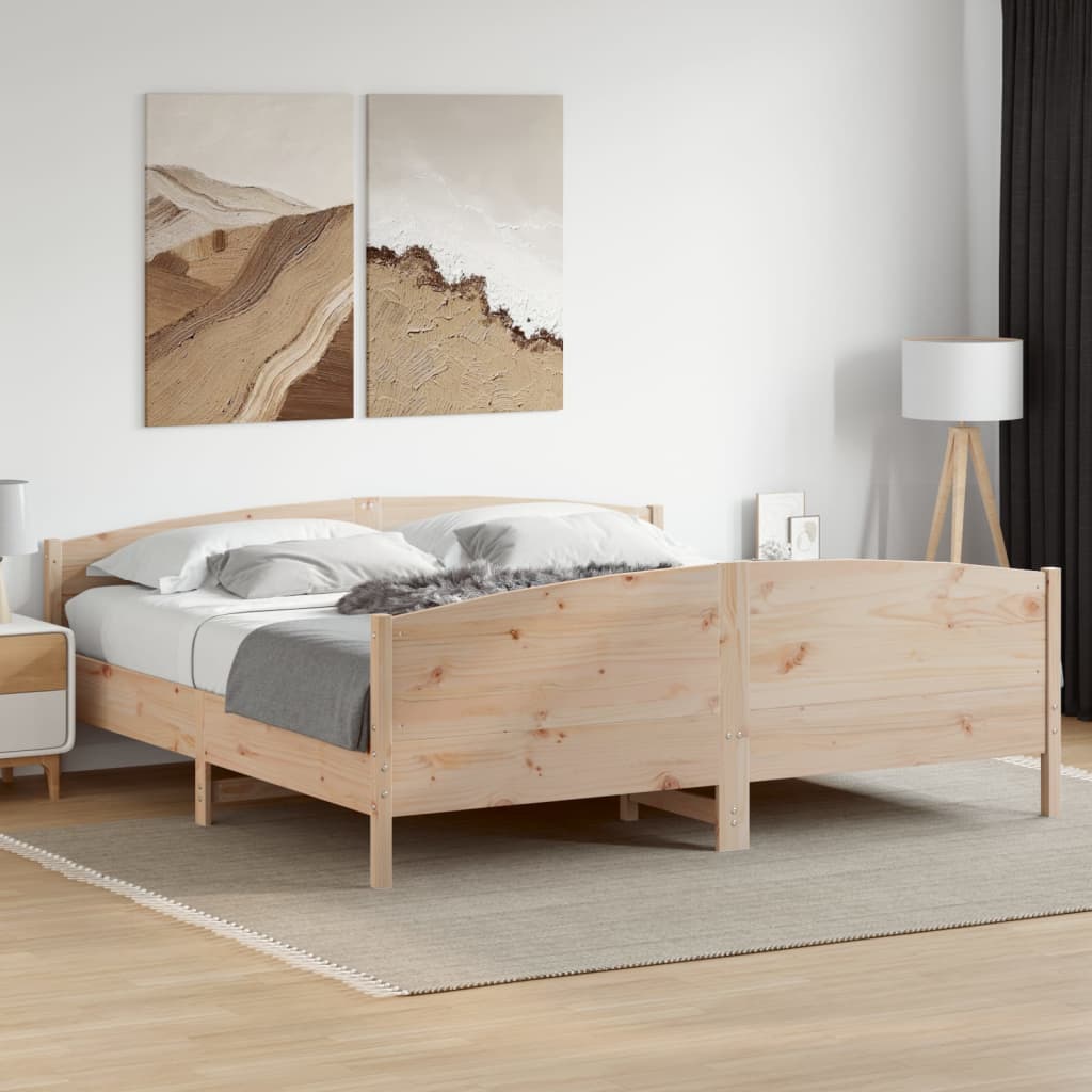 Bed Frame without Mattress 200x200 cm Solid Wood Pine