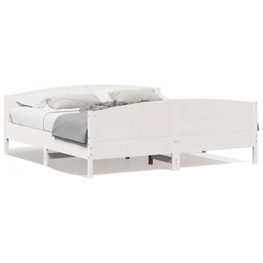 Bed Frame without Mattress White 200x200 cm Solid Wood Pine