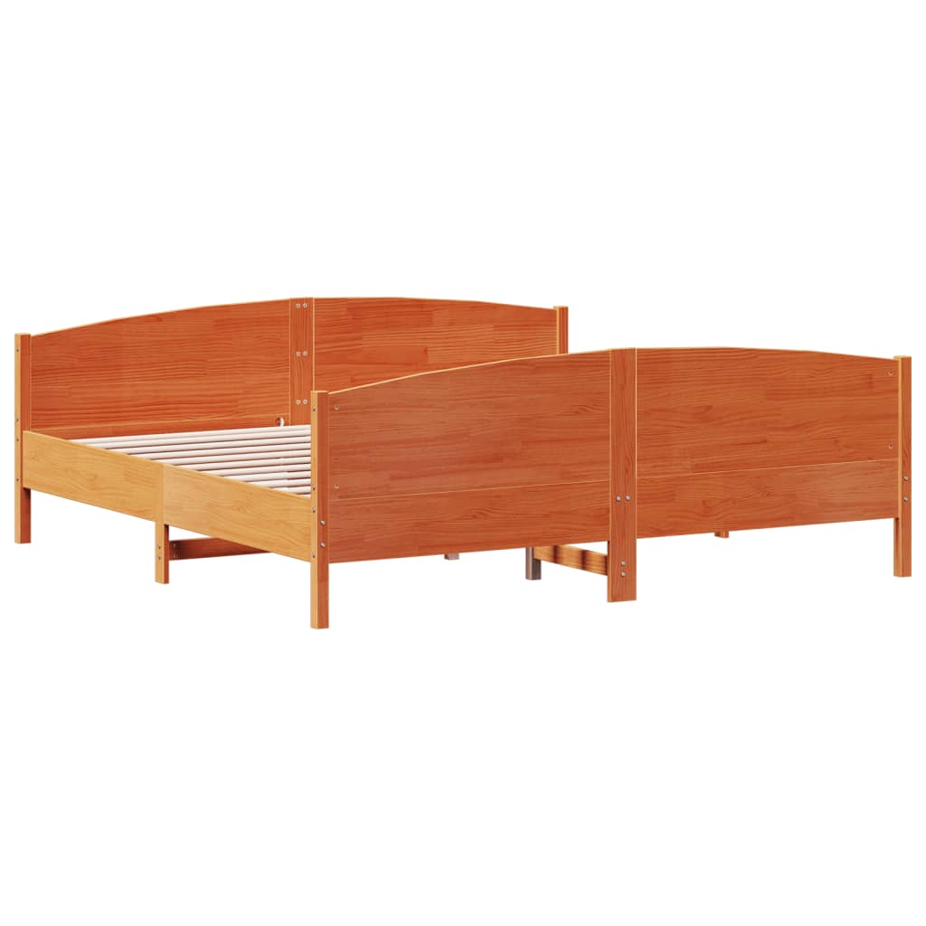 Bed Frame without Mattress Wax Brown 200x200 cm Solid Wood Pine