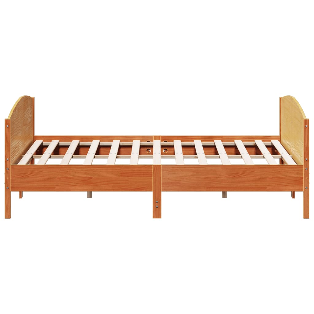 Bed Frame without Mattress Wax Brown 200x200 cm Solid Wood Pine