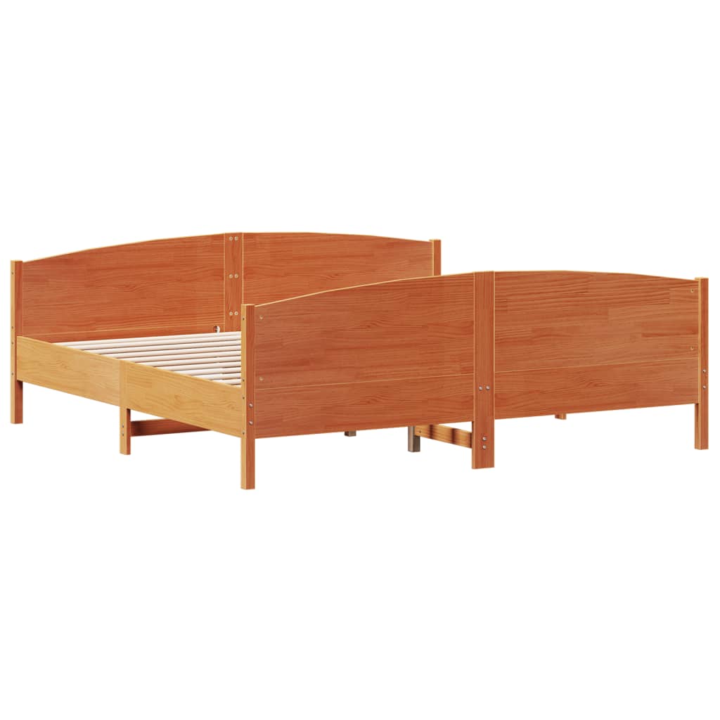 Bed Frame without Mattress Wax Brown 200x200 cm Solid Wood Pine