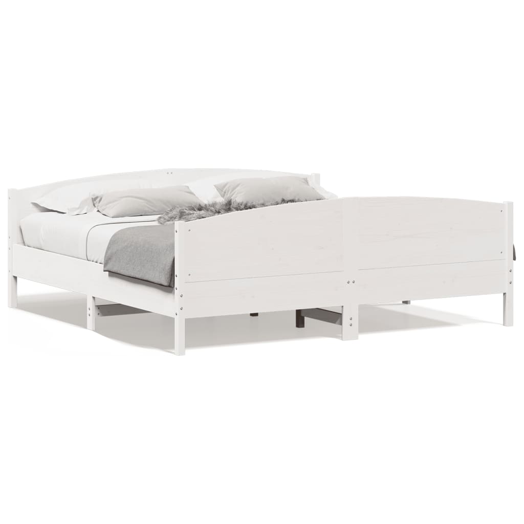Bed Frame without Mattress White 180x200 cm Super King Solid Wood Pine