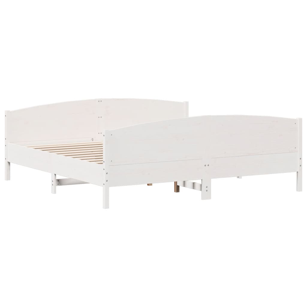 Bed Frame without Mattress White 180x200 cm Super King Solid Wood Pine