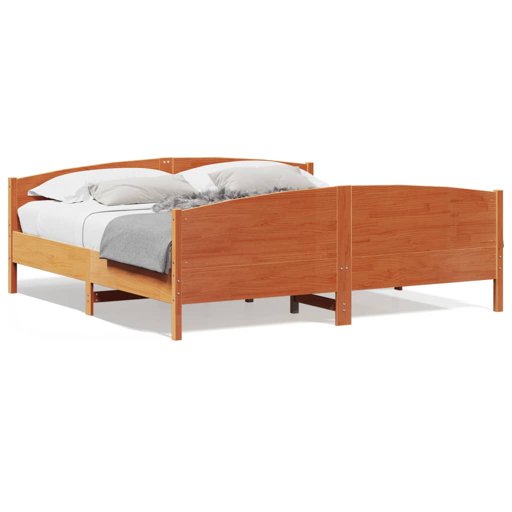 Bed Frame without Mattress Wax Brown 180x200 cm Super King Solid Wood Pine