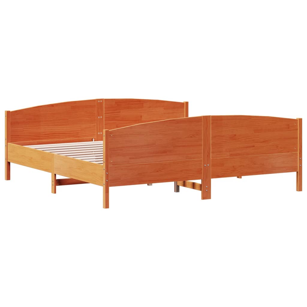 Bed Frame without Mattress Wax Brown 180x200 cm Super King Solid Wood Pine