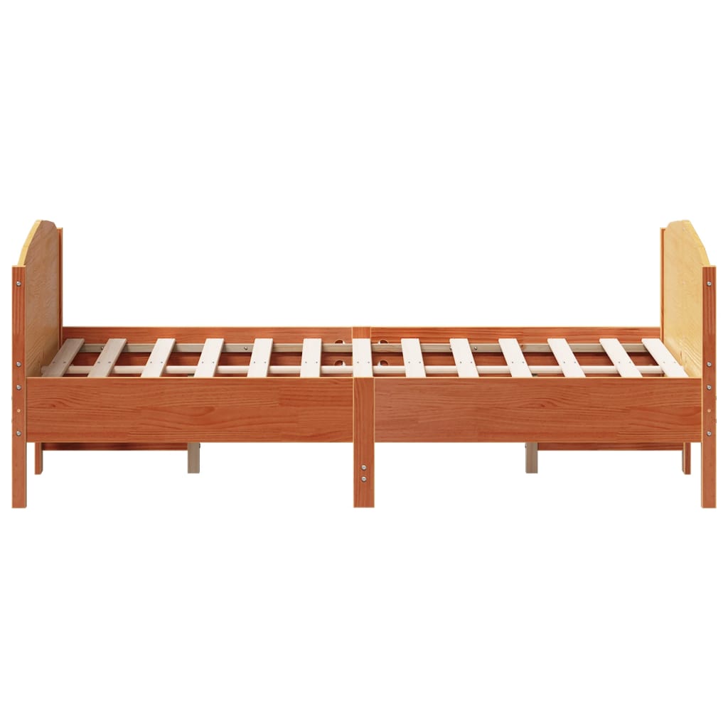 Bed Frame without Mattress Wax Brown 160x200 cm Solid Wood Pine