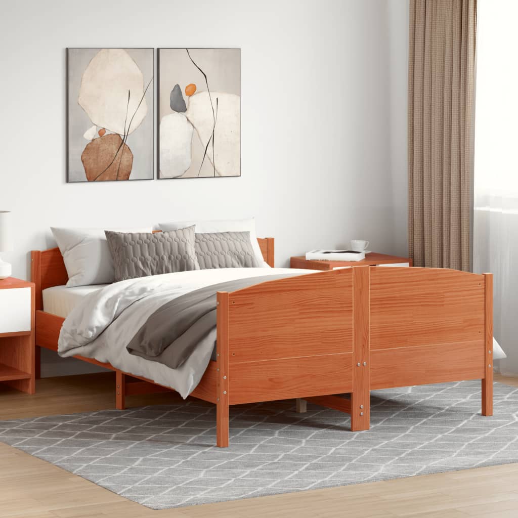 Bed Frame without Mattress Wax Brown 160x200 cm Solid Wood Pine