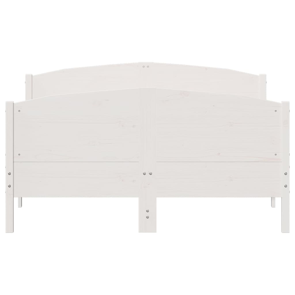 Bed Frame without Mattress White 150x200 cm King Size Solid Wood Pine