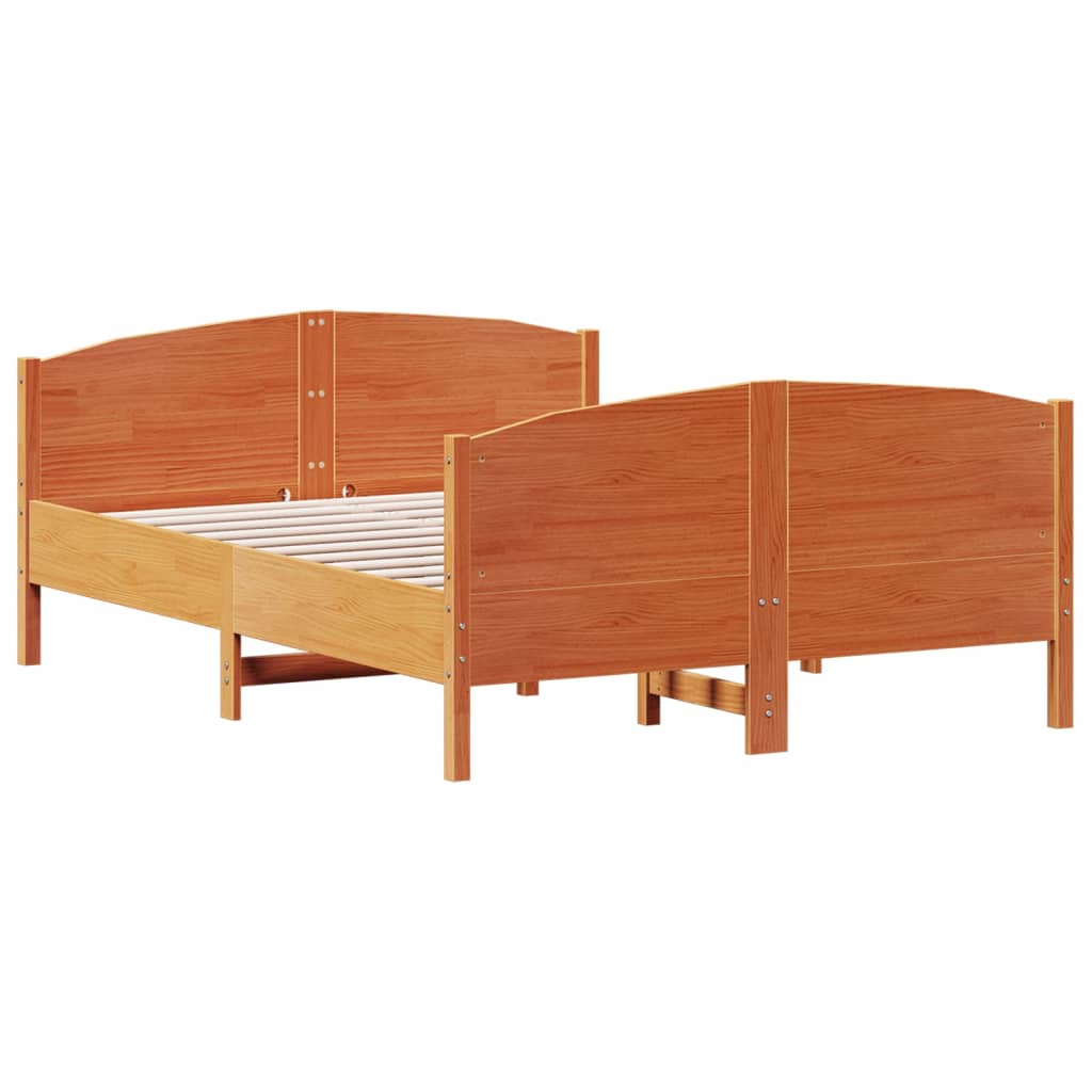 Bed Frame without Mattress Wax Brown 140x200 cm Solid Wood Pine