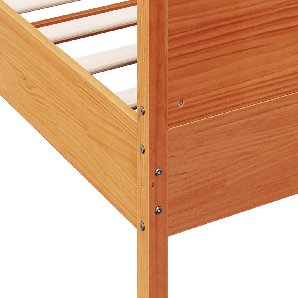 Bed Frame without Mattress Wax Brown 140x200 cm Solid Wood Pine
